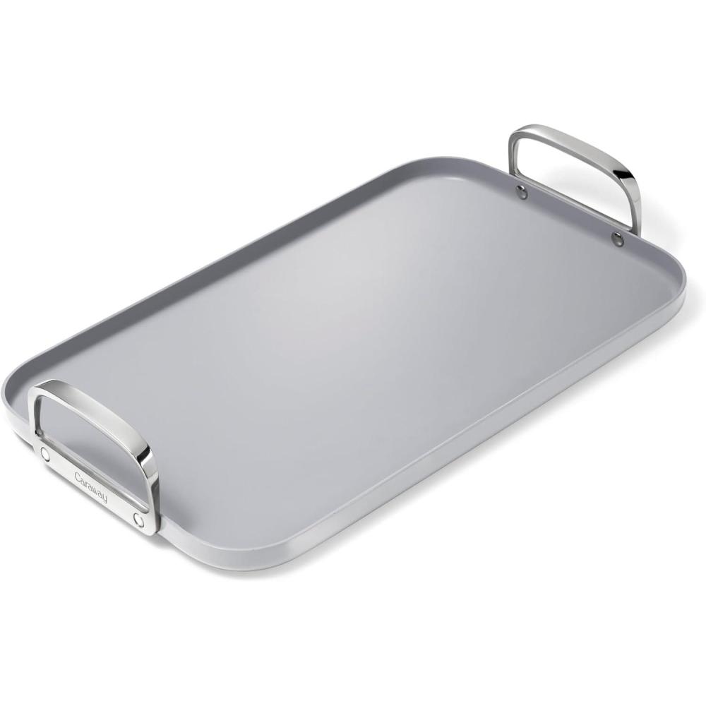 imageCaraway Double Burner Griddle  19x12 Griddle Pan  NonStick Ceramic Coated  Non Toxic PTFE ampamp PFOA Free  Oven Safe ampamp Compatible with All Stovetops  CreamGray