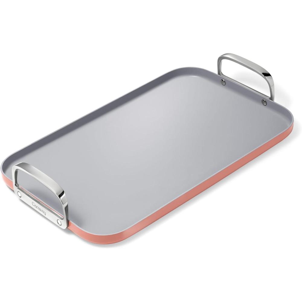 imageCaraway Double Burner Griddle  19x12 Griddle Pan  NonStick Ceramic Coated  Non Toxic PTFE ampamp PFOA Free  Oven Safe ampamp Compatible with All Stovetops  CreamPerracotta