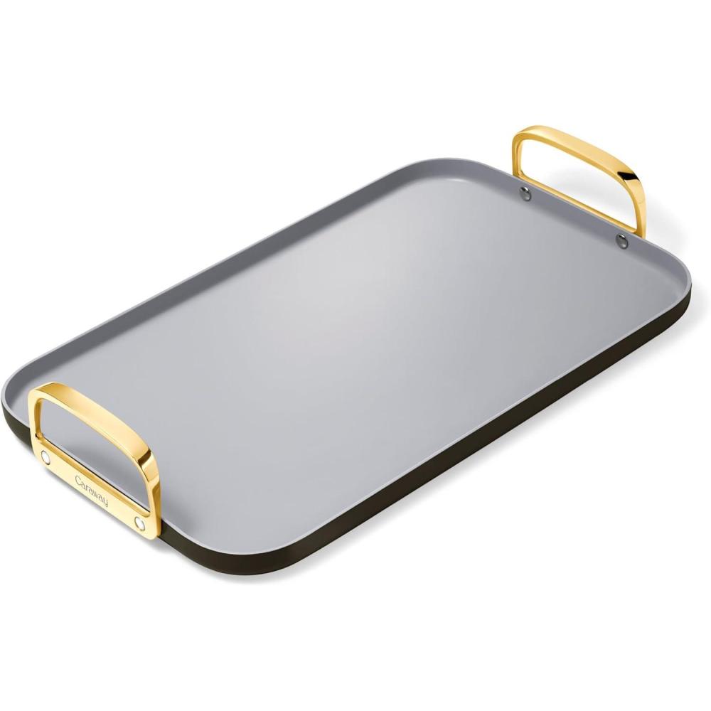 imageCaraway Double Burner Griddle  19x12 Griddle Pan  NonStick Ceramic Coated  Non Toxic PTFE ampamp PFOA Free  Oven Safe ampamp Compatible with All Stovetops  CreamBlack