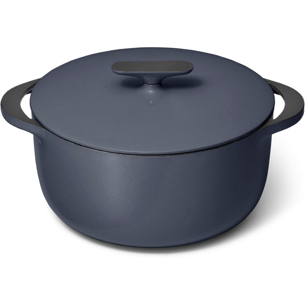 imageCaraway Enameled Cast Iron Dutch Oven  8qt Dutch Oven With Lid  3 Layer Enamel Coating  No Seasoning Required  Compatible With All Stovetops  Oven Safe  No Forever Chemicals  GrayMidnight Blue