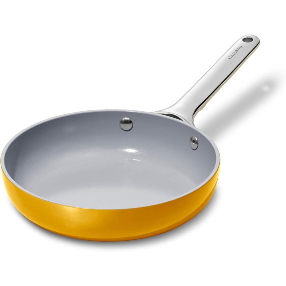 imageCaraway Nonstick Ceramic Mini Fry Pan 105 qt 8quot  Non Toxic PTFE ampamp PFOA Free  Oven Safe ampamp Compatible with All Stovetops Gas Electric ampamp Induction  CreamMarigold