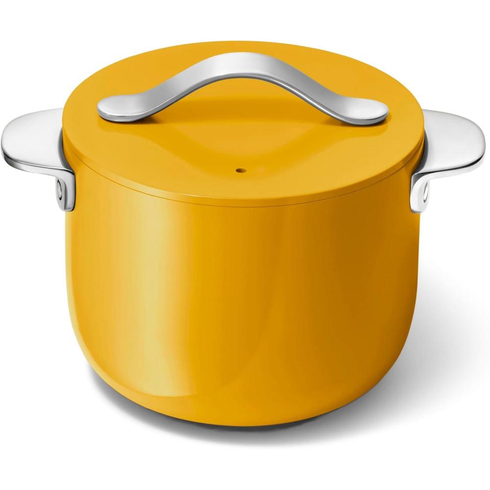 imageCaraway Petite Cooker  2 Qt Ceramic Coated Pot  Free From Forever Chemicals  Perfect for Rice Grains or Sauces  CreamMarigold