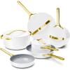 Caraway Non-stick Ceramic Cookware Set (12 Piece) Pots, Pans, Lids and Kitchen Storage – PFAS & PFOA Free – Oven Safe Pan Set & Compatible with All Stovetops – Cream(White)