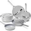 Caraway Non-stick Ceramic Cookware Set (12 Piece) Pots, Pans, Lids and Kitchen Storage – PFAS & PFOA Free – Oven Safe Pan Set & Compatible with All Stovetops – Cream(Gray)