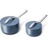 Caraway Nonstick Ceramic Sauce Pan with Lid (3 qt) – Non Toxic, PTFE & PFOA Free – Oven Safe & Compatible with All Stovetops (Gas, Electric & Induction) – Cream(Navy)