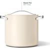 Caraway Stock Pot – 12 Qt Ceramic Coated With Lid – Free From Forever Chemicals – Large for Bigger Batches – Cream