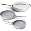 Caraway 4-Piece Fry Pan Set – Non-Stick Frying Pans (10.5” & 8”) & Non-Stick Sauté Pan – Non Toxic, PTFE & PFOA Free – Oven Safe & Compatible with All Stovetops (Gas, Electric & Induction) – Cream(Gray)