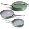 Caraway 4-Piece Fry Pan Set – Non-Stick Frying Pans (10.5” & 8”) & Non-Stick Sauté Pan – Non Toxic, PTFE & PFOA Free – Oven Safe & Compatible with All Stovetops (Gas, Electric & Induction) – Cream(Sage)