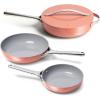 Caraway 4-Piece Fry Pan Set – Non-Stick Frying Pans (10.5” & 8”) & Non-Stick Sauté Pan – Non Toxic, PTFE & PFOA Free – Oven Safe & Compatible with All Stovetops (Gas, Electric & Induction) – Cream(Perracotta)