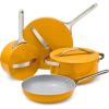 imageCaraway Nonstick Ceramic Cookware Set 12 Piece Pots Pans Lids and Kitchen Storage  PFAS ampamp PFOA Free  Oven Safe Pan Set ampamp Compatible with All Stovetops  CreamMarigold