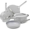 imageCaraway Nonstick Ceramic Cookware Set 12 Piece Pots Pans Lids and Kitchen Storage  PFAS ampamp PFOA Free  Oven Safe Pan Set ampamp Compatible with All Stovetops  CreamGray