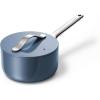 Caraway Nonstick Ceramic Sauce Pan with Lid (3 qt) – Non Toxic, PTFE & PFOA Free – Oven Safe & Compatible with All Stovetops (Gas, Electric & Induction) – Cream(Navy)