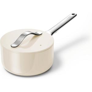Caraway Nonstick Ceramic Sauce Pan with Lid (3 qt) – Non Toxic, PTFE & PFOA Free – Oven Safe & Compatible with All Stovetops (Gas, Electric & Induction) – Cream(Cream)