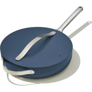 Caraway Nonstick Ceramic Sauté Pan with Lid (4.5 qt, 11.8″) – Non Toxic, PTFE & PFOA Free – Oven Safe & Compatible with All Stovetops (Gas, Electric & Induction) – Cream(Navy)