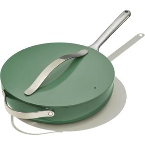 Caraway Nonstick Ceramic Sauté Pan with Lid (4.5 qt, 11.8″) – Non Toxic, PTFE & PFOA Free – Oven Safe & Compatible with All Stovetops (Gas, Electric & Induction) – Cream(Sage)