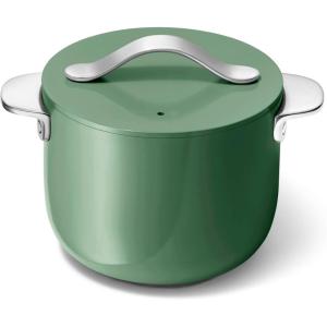Caraway Petite Cooker – 2 Qt Ceramic Coated Pot – Free From Forever Chemicals – Perfect for Rice, Grains, or Sauces – Cream(Sage)