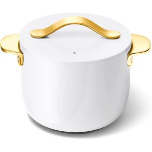 Caraway Petite Cooker – 2 Qt Ceramic Coated Pot – Free From Forever Chemicals – Perfect for Rice, Grains, or Sauces – Cream(White)