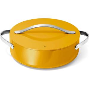 Caraway Rondeau – 6 Qt Non-Stick Pan with Lid – Free From Forever Chemicals – Perfect for Searing, Braising, & Roasting – Cream(Marigold)