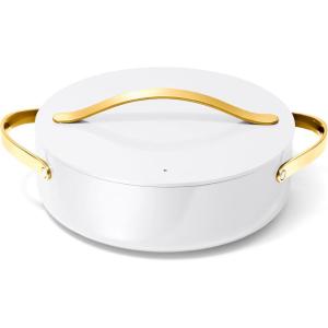 Caraway Rondeau – 6 Qt Non-Stick Pan with Lid – Free From Forever Chemicals – Perfect for Searing, Braising, & Roasting – Cream(White)