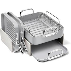Caraway Square Cookware Set – Square Pans Set – Perfect for Griddling, Toasting, Searing, Roasting, and More – Non-Stick Ceramic Coated Pans – Non Toxic, PTFE & PFOA Free – Cream(Gray)