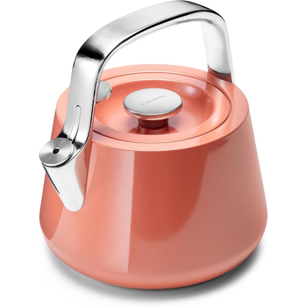 imageCaraway 2 Quart Whistling Tea Kettle  Durable Stainless Steel Tea Pot  Fast Boiling Stovetop Agnostic  NonToxic PTFE ampamp PFOA Free  Includes Pot Holder  CreamPerracotta