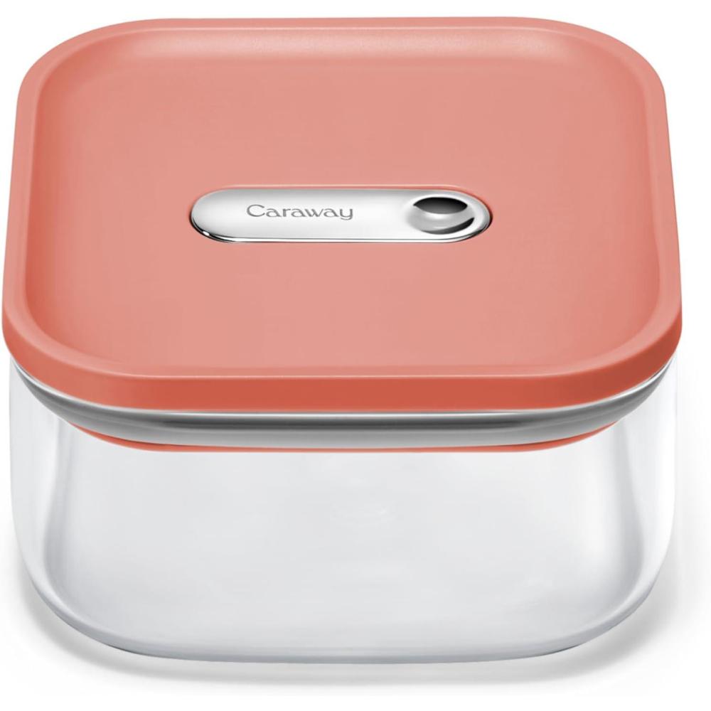 imageCaraway 25qt Glass Airtight Food Storage Container with Lid  NonToxic BPAFree Kitchen Storage Container  Stackable SpaceSaving Airtight Container for Dry Goods and More  NavyPerracotta