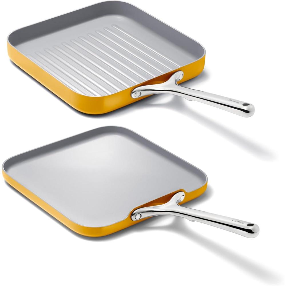 imageCaraway Griddle Pan ampamp Grill Pan Duo  NonStick Ceramic Coated  Non Toxic PTFE ampamp PFOA Free  Oven Safe ampamp Compatible with All Stovetops  SageMarigold