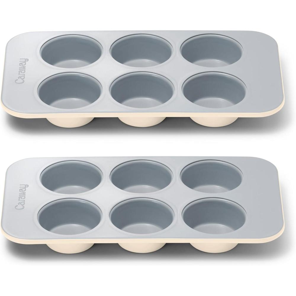 imageCaraway NonStick Ceramic 12Cup Muffin Pan  Naturally Slick Ceramic Coating  NonToxic PTFE ampamp PFOA Free  Perfect for Cupcakes Muffins and More  CreamCream