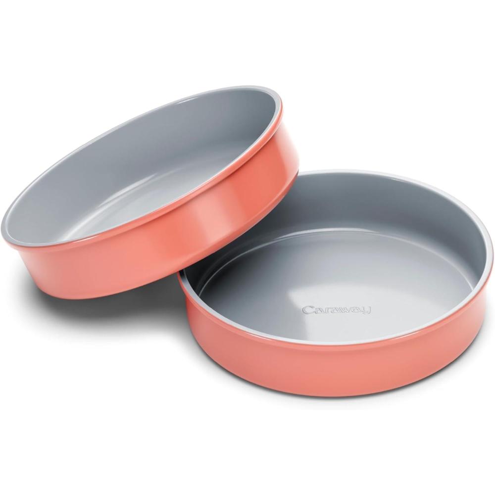 imageCaraway NonStick Ceramic 9 Circle Pan  Naturally Slick Ceramic Coating  NonToxic PTFE ampamp PFOA Free  Perfect for Birthday Cakes Tartes ampamp More  SagePerracotta