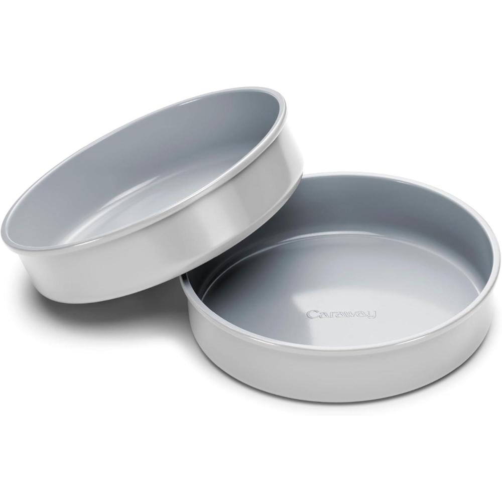 imageCaraway NonStick Ceramic 9 Circle Pan  Naturally Slick Ceramic Coating  NonToxic PTFE ampamp PFOA Free  Perfect for Birthday Cakes Tartes ampamp More  SageGray