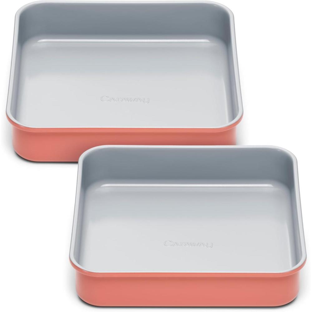 imageCaraway NonStick Ceramic 9 Square Pan  Naturally Slick Ceramic Coating  NonToxic PTFE ampamp PFOA Free  Perfect for Brownies Lemon Bars Cakes ampamp More  SagePerracotta