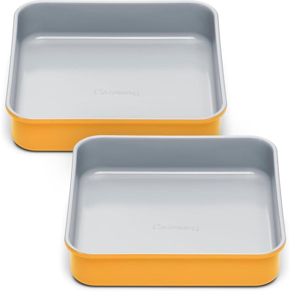 imageCaraway NonStick Ceramic 9 Square Pan  Naturally Slick Ceramic Coating  NonToxic PTFE ampamp PFOA Free  Perfect for Brownies Lemon Bars Cakes ampamp More  SageMarigold