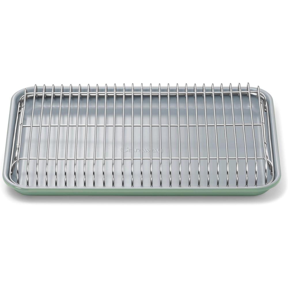 imageCaraway NonStick Ceramic Baking Sheet ampamp Cooling Rack Ceramic Coated NonToxic PTFE ampamp PFOA Free Perfect for Baking Roasting and More Large 18quot x 13quot CreamSage