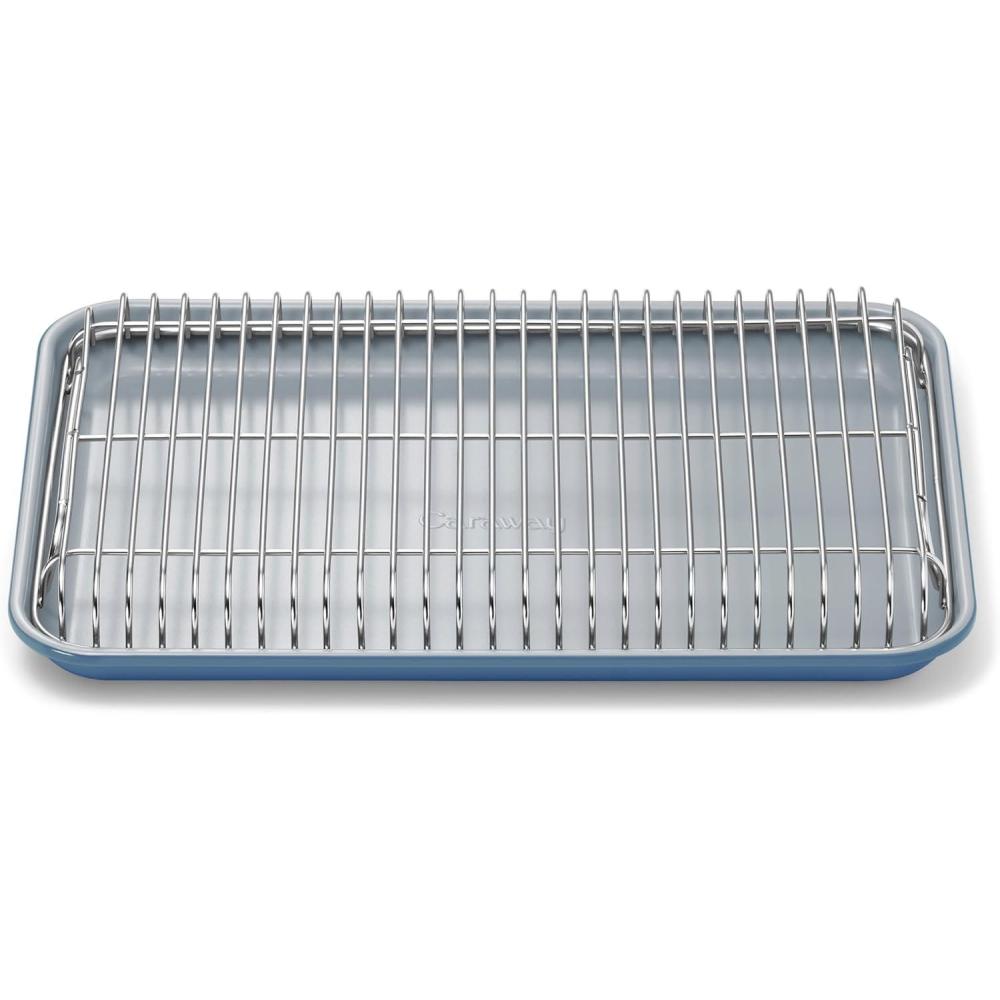 imageCaraway NonStick Ceramic Baking Sheet ampamp Cooling Rack  Ceramic Coated  NonToxic PTFE ampamp PFOA Free  Perfect for Baking Roasting and More  Large 18quot x 13quot  CreamSlate