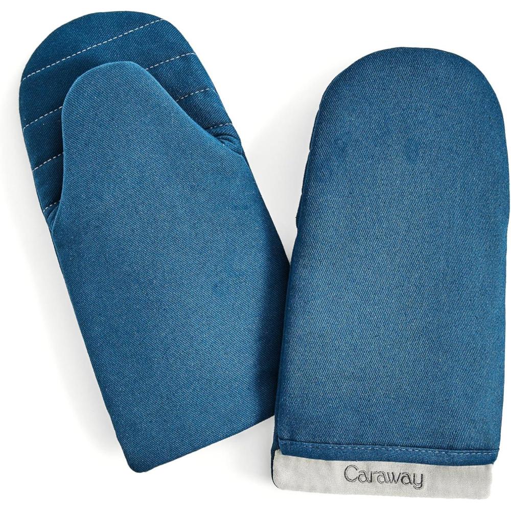 imageCaraway Oven Mitts  100 Organic Cotton Oven Mitt  DoubleLayer ampamp StainResistant Stitching  Safe Handling of Hot Kitchenware  Set of 2  CreamNavy