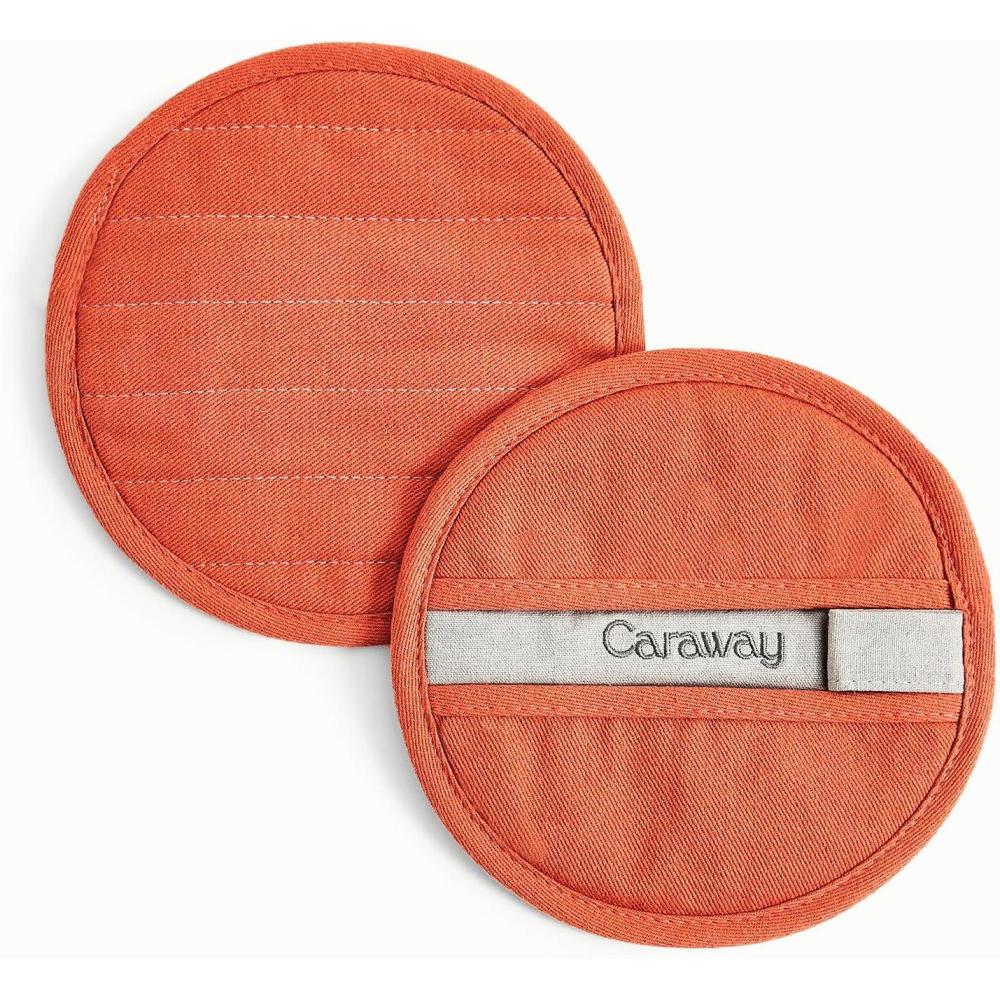 imageCaraway Pot Holders  100 Organic Cotton Pot Holder  DoubleLayer Stain Resistant Stitching  Resists High Heat ampamp Low Cold Temperatures  Machine Washable  CreamPerracotta