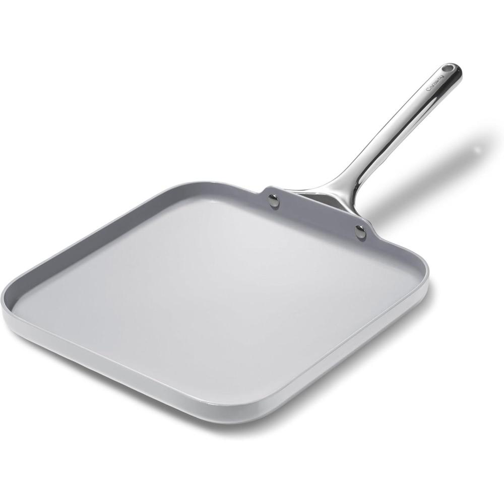imageCaraway Square Griddle Pan  11 Square Pan  NonStick Ceramic Coated  Non Toxic PTFE ampamp PFOA Free  Oven Safe ampamp Compatible with All Stovetops  MarigoldGray