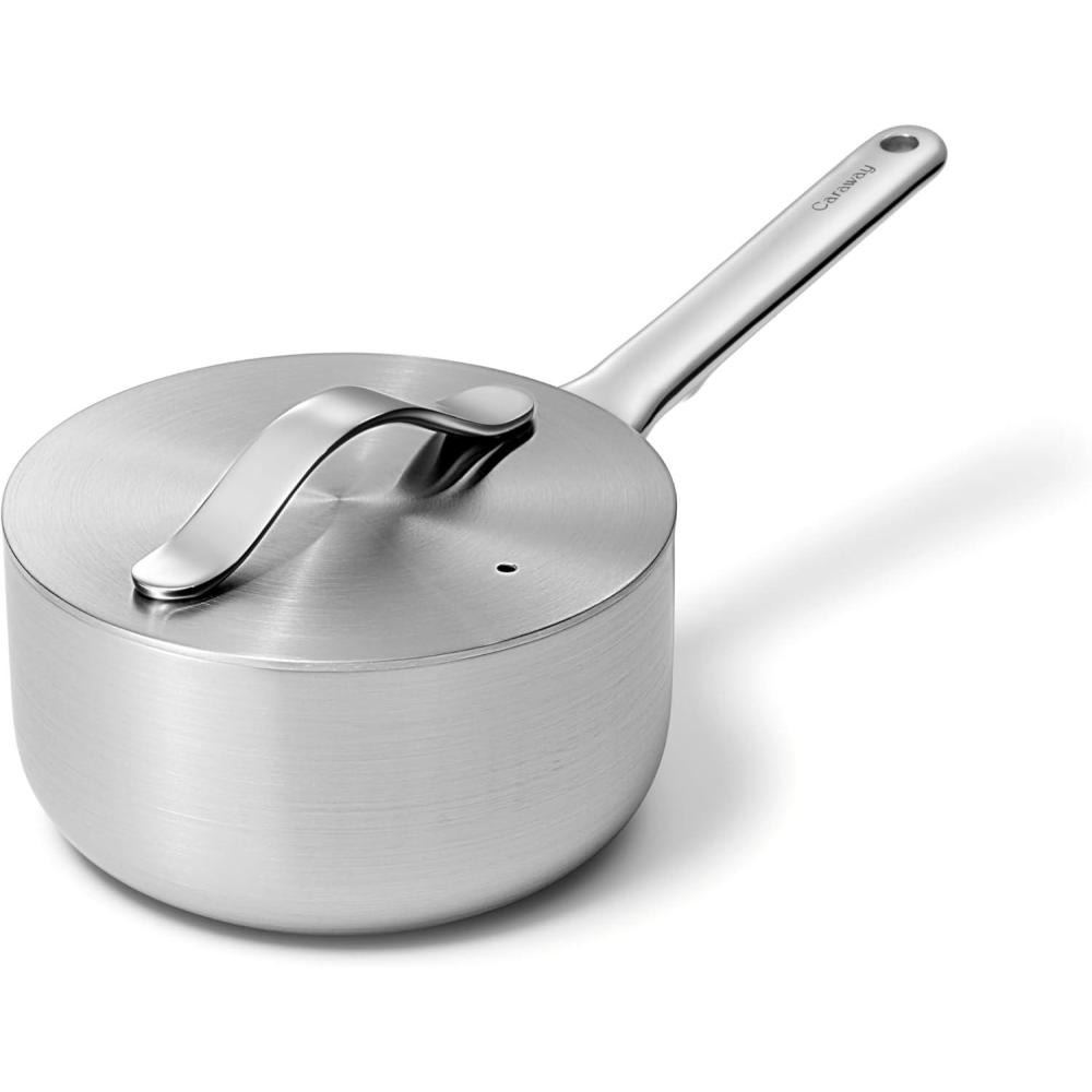 imageCaraway Stainless Steel Sauce Pan 175 Qt  5Ply Stainless Steel  Oven Safe ampamp Stovetop Agnostic  Non Toxic PTFE ampamp PFOA Free175 Qt