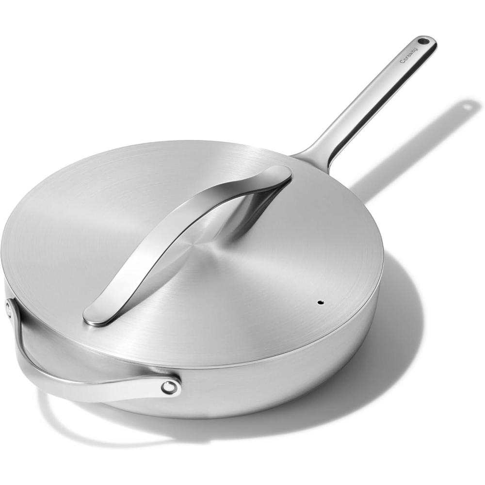 imageCaraway Stainless Steel Saut Pan 45 Qt  5Ply Stainless Steel  Oven Safe ampamp Stovetop Agnostic  Non Toxic PTFE ampamp PFOA Free