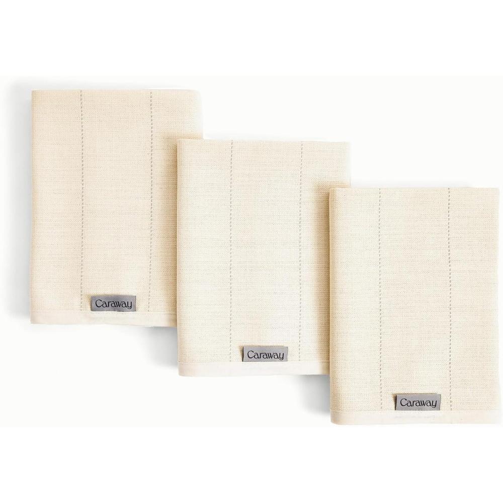 imageCaraway Tea Towels  Reusable Dish Towels  Made from 100 Organic Cotton  Highly Absorbent ampamp LintFree  Perfect for Kitchen Cleanup or Table Setting  Extra Large Size  CreamCream
