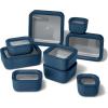 Caraway 3pc Glass Food Storage Set – 10 Cup, 6.6 Cup, & 4.4 Cup Food Containers – Ceramic Coated – Non Toxic Non Stick Lunch Box with Glass Lids – Dishwasher, Oven, & Microwave Safe – Navy(Navy)