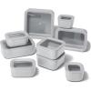 Caraway 3pc Glass Food Storage Set – 10 Cup, 6.6 Cup, & 4.4 Cup Food Containers – Ceramic Coated – Non Toxic Non Stick Lunch Box with Glass Lids – Dishwasher, Oven, & Microwave Safe – Navy(Gray)