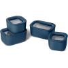 Caraway 3pc Glass Food Storage Set – 10 Cup, 6.6 Cup, & 4.4 Cup Food Containers – Ceramic Coated – Non Toxic Non Stick Lunch Box with Glass Lids – Dishwasher, Oven, & Microwave Safe – Navy(Navy)