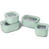 Caraway 3pc Glass Food Storage Set – 10 Cup, 6.6 Cup, & 4.4 Cup Food Containers – Ceramic Coated – Non Toxic Non Stick Lunch Box with Glass Lids – Dishwasher, Oven, & Microwave Safe – Navy(Mist)