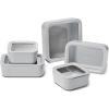 Caraway 3pc Glass Food Storage Set – 10 Cup, 6.6 Cup, & 4.4 Cup Food Containers – Ceramic Coated – Non Toxic Non Stick Lunch Box with Glass Lids – Dishwasher, Oven, & Microwave Safe – Navy(Gray)