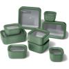 Caraway 3pc Glass Food Storage Set – 10 Cup, 6.6 Cup, & 4.4 Cup Food Containers – Ceramic Coated – Non Toxic Non Stick Lunch Box with Glass Lids – Dishwasher, Oven, & Microwave Safe – Navy(Sage)