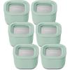 Caraway 6pc Glass Food Storage Set – 6.6 Cup Food Containers (6) – Ceramic Coated – Non Toxic, Non Stick with Lids – Microwave Safe – Perracotta(Mist)