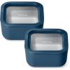 Caraway 6pc Glass Food Storage Set – 6.6 Cup Food Containers (6) – Ceramic Coated – Non Toxic, Non Stick with Lids – Microwave Safe – Perracotta(Navy)