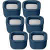 Caraway 6pc Glass Food Storage Set – 6.6 Cup Food Containers (6) – Ceramic Coated – Non Toxic, Non Stick with Lids – Microwave Safe – Perracotta(Navy)