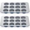 Caraway Non-Stick Ceramic 12-Cup Muffin Pan – Naturally Slick Ceramic Coating – Non-Toxic, PTFE & PFOA Free – Perfect for Cupcakes, Muffins, and More – Cream(Navy)